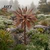 Vintage Style Garden Flagpole Rusty Outdoor Daisy Flower Metal Yard Stake, Rusted Iron Art Rust-red Patio Decoration Decoration, Weather-Resistant