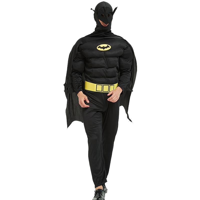 Stylowy kostium mięśniowy Batmana Idealny na wydarzenia cosplayowe Wykonany z oddychającej tkaniny i z perfekcyjnymi szwami