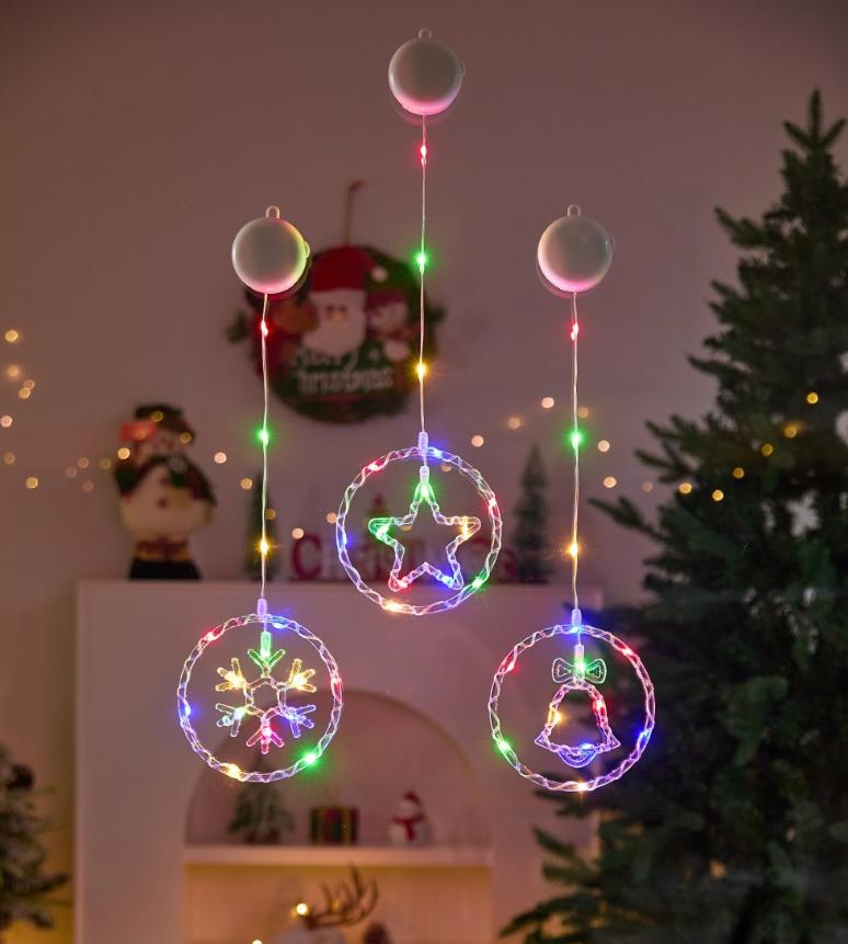 

Светодиодные Рождественские Декоративные Огни Подвесные Огни Оконное Праздничное Украшение Атмосфера Пульт Дистанционного Управления Батарейный Блок Круглые Гирлянды bell 2PC