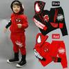 Unisex Kids Short Sleeve Hero Hoodie with Bat and Spider Mask Design