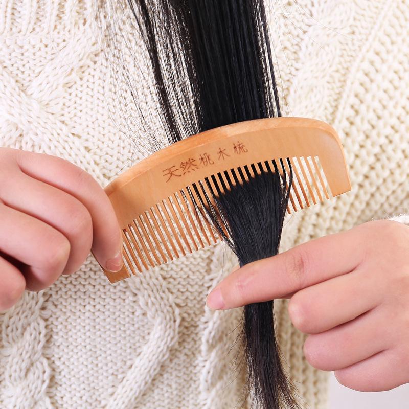 Portable Pocket-Sized Peach Wood Detangling and Massage Comb