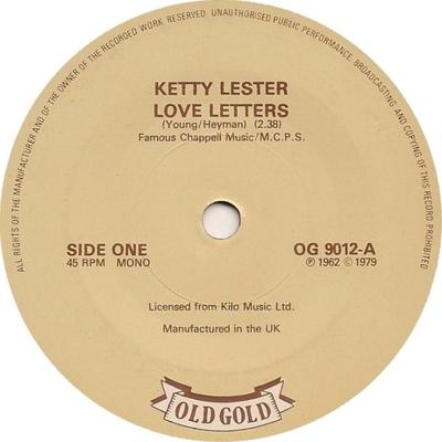 7-Zoll Schallplatte KETTY LESTER / THE CASINOS - Love Letters / Then You Can Tell Me OG9012 Old Gold UK Rock Gebraucht