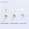 Brass Metal Blank Earring Studs Base Pins 14K Gold Plating Ear Post with Pad,DIY Jewelry Making Accessories Wholesale