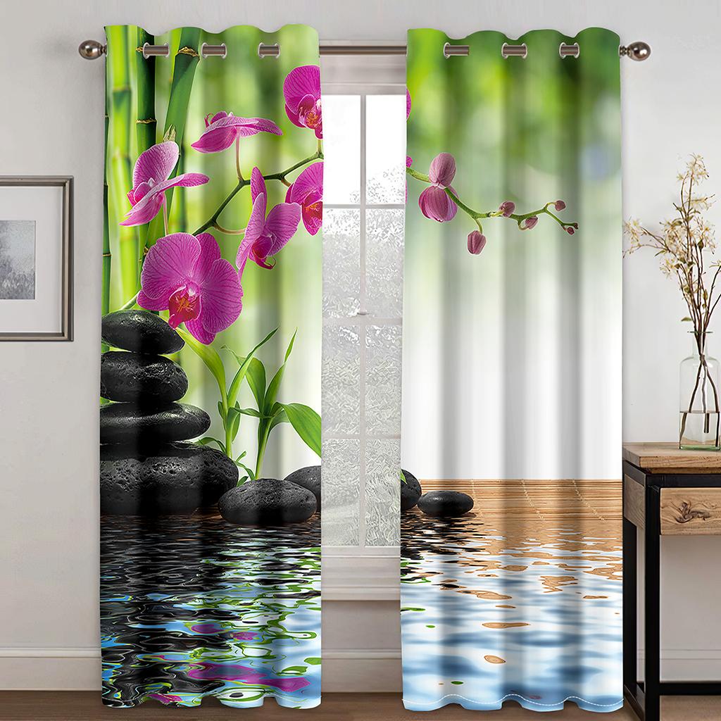 

2 шт. буддийские дзенские бамбуковые листья, стержень, занавески для гостиной, оконные занавески, спальня, декоративные, бесплатная доставка Small2x25W60H(CM)&Grommet Top