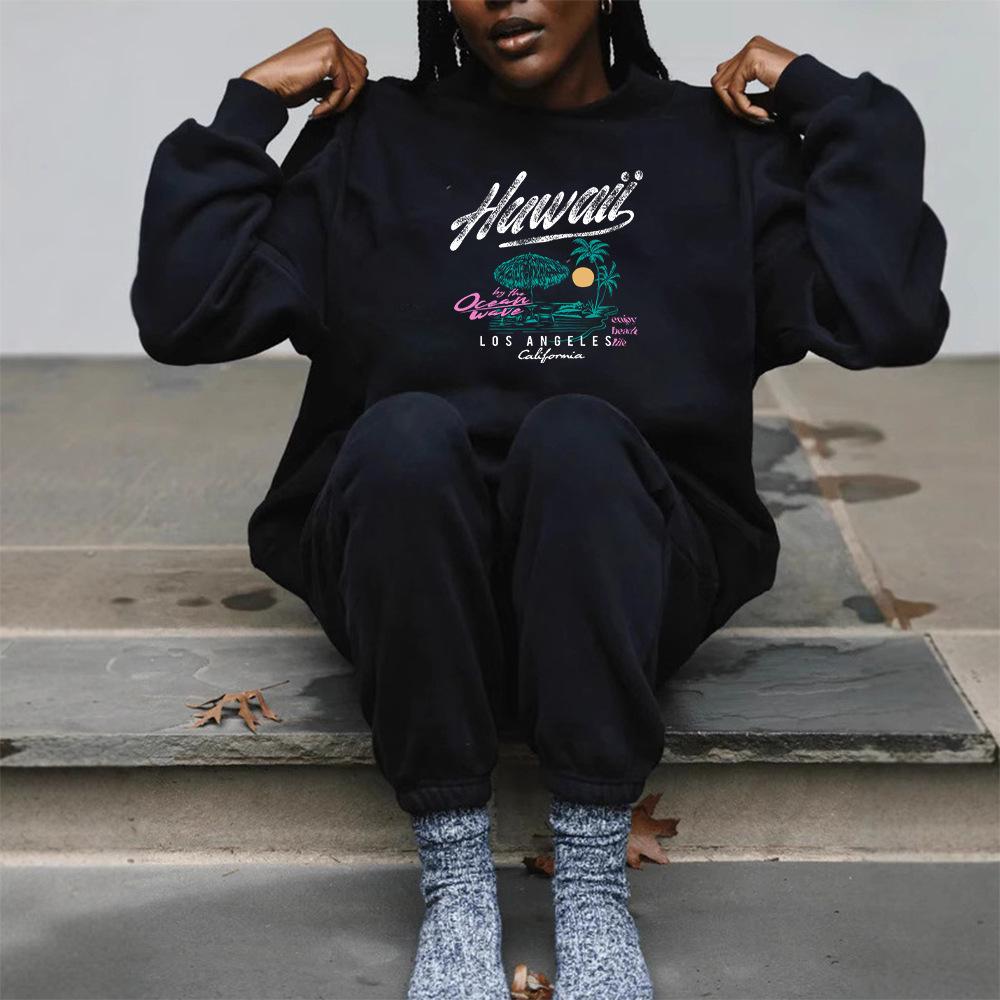 Autumn Women's Loose Fit Mid-High Neck Hoodie - European Size, Trendy Long Sleeve, Comfortable & Casual.