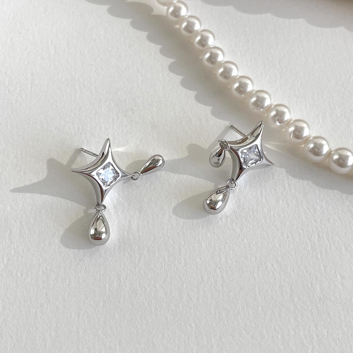 

Серьги-гвоздики из серебра 925 пробы с иглами и цирконами, женские серьги премиум-класса с кисточками в форме капли воды, простые модные серьги в стиле темперамент 925 silver needle