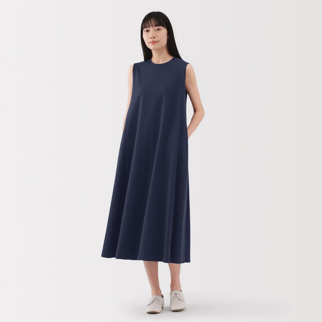 MUJI Women's Cool UV Protection Sleeveless Dress, Navy, Size XL, BB2S3A5S