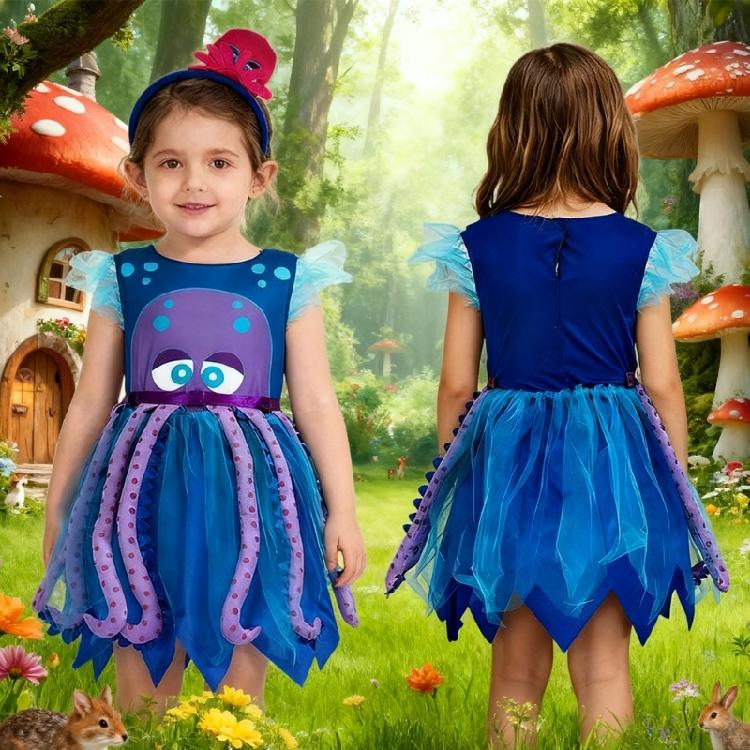 Fun and Creative Octopuses Outfit Set Adjustable Headband Skirt Costume Accessories for Theme Parties Comfortable Wear