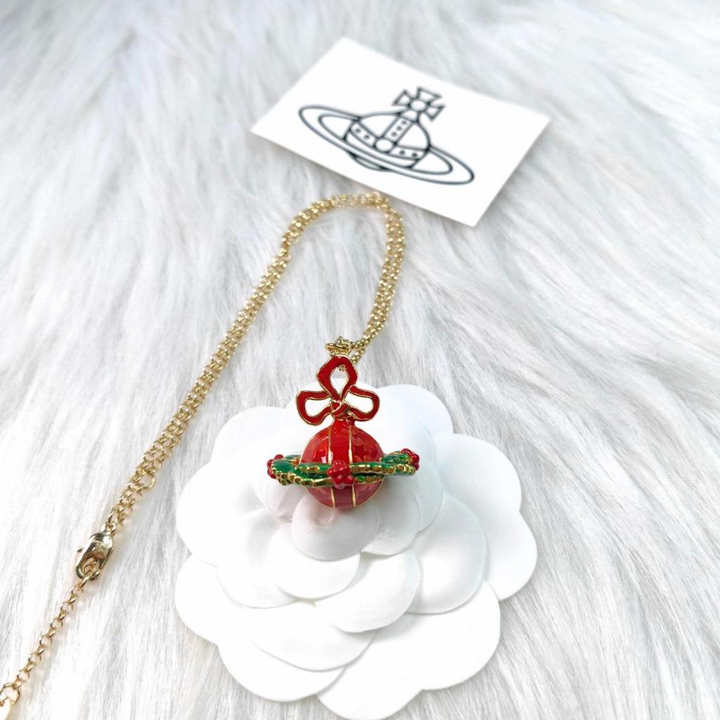 Císařovna vdova Vánoční série: 3D náhrdelník s planetou v barevném schématu stromu - Perfektní sváteční dárek