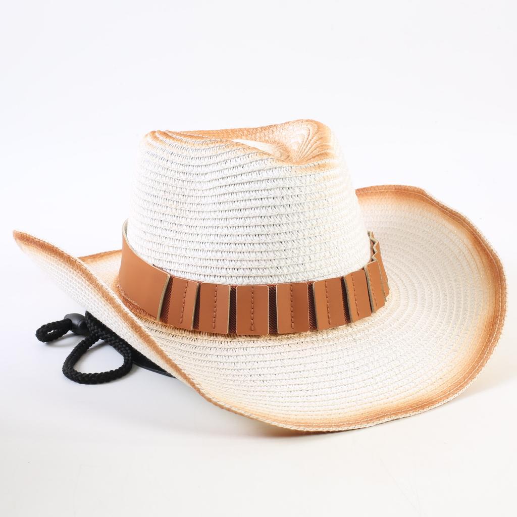 Chapéu de Palha de Cowboy Ocidental Europeu e Americano Popular Moda Masculina e Feminina Chapéu de Palha com Sombra Chapéu de Cowboy Ocidental para Exterior