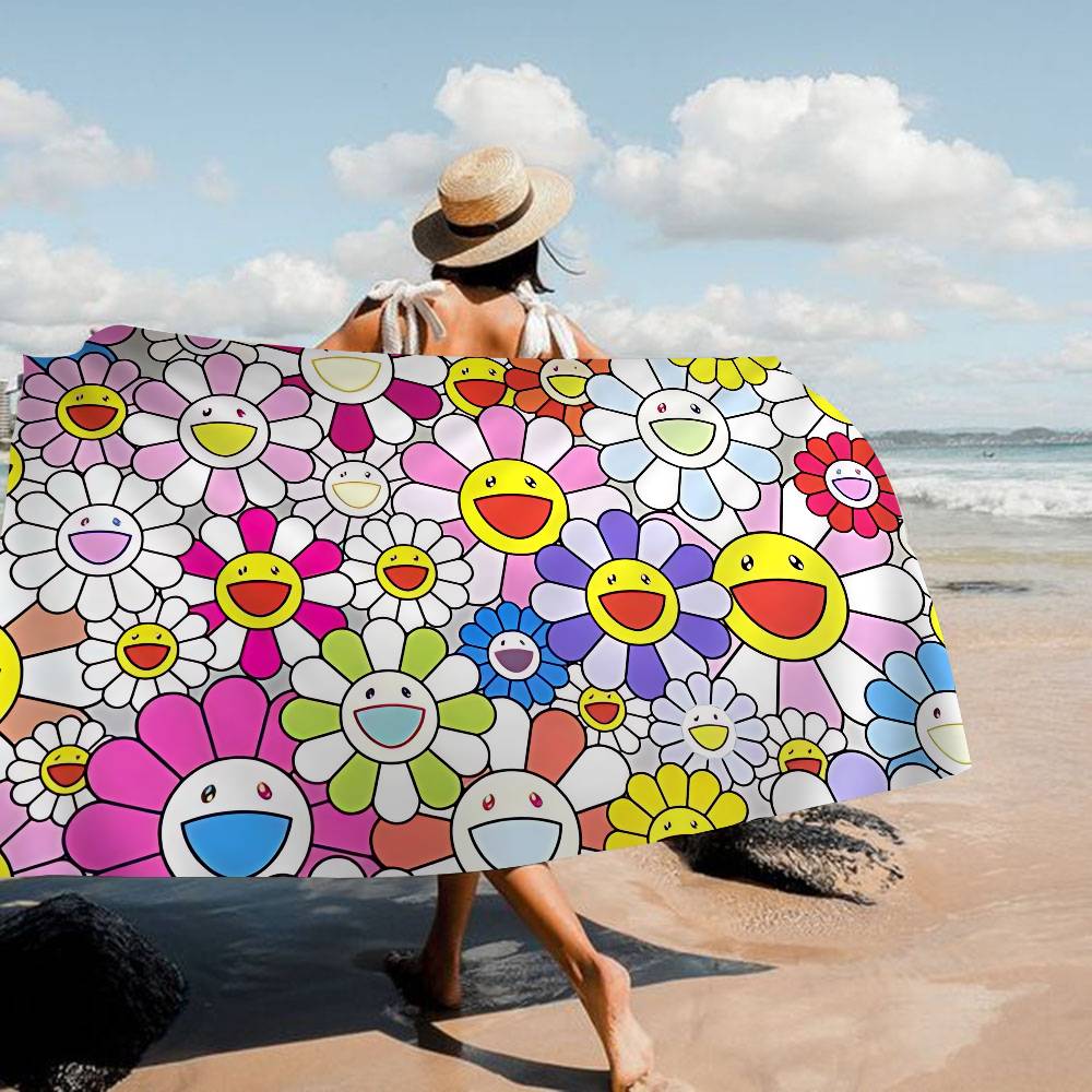 T-Takashis M-Murakamis Cartoon Bath Towel Microfiber Soft Water Absorbing Breathable For Girl Kids Decorative Beach Towel