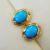 Neue in retro elegante oval blau ohrringe stud Erweiterte stil intarsien mit diamanten und türkis ohrringe für frauen bankett schmuck