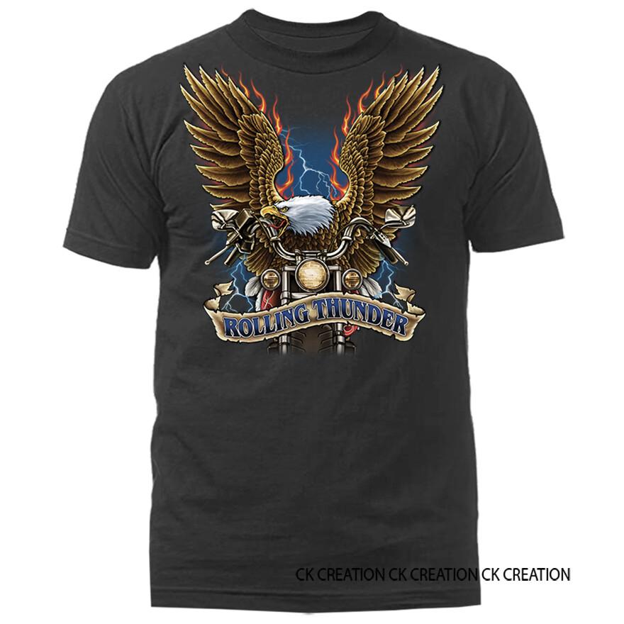 Rolling Thunder Eagle Bikers Motorcycle Graphic Tshirt Unisex T-Shirt S