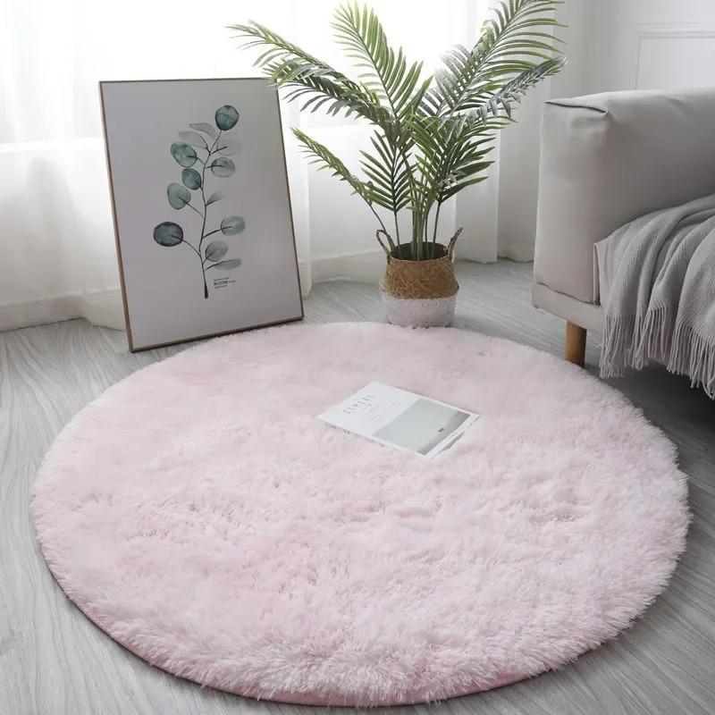 Superweicher runder Plüschteppich, flauschige weiße Teppiche für Wohnzimmer, Heimdekoration, Schlafzimmer, Kinderzimmer, Dekoration, Salon, dicker Florteppich