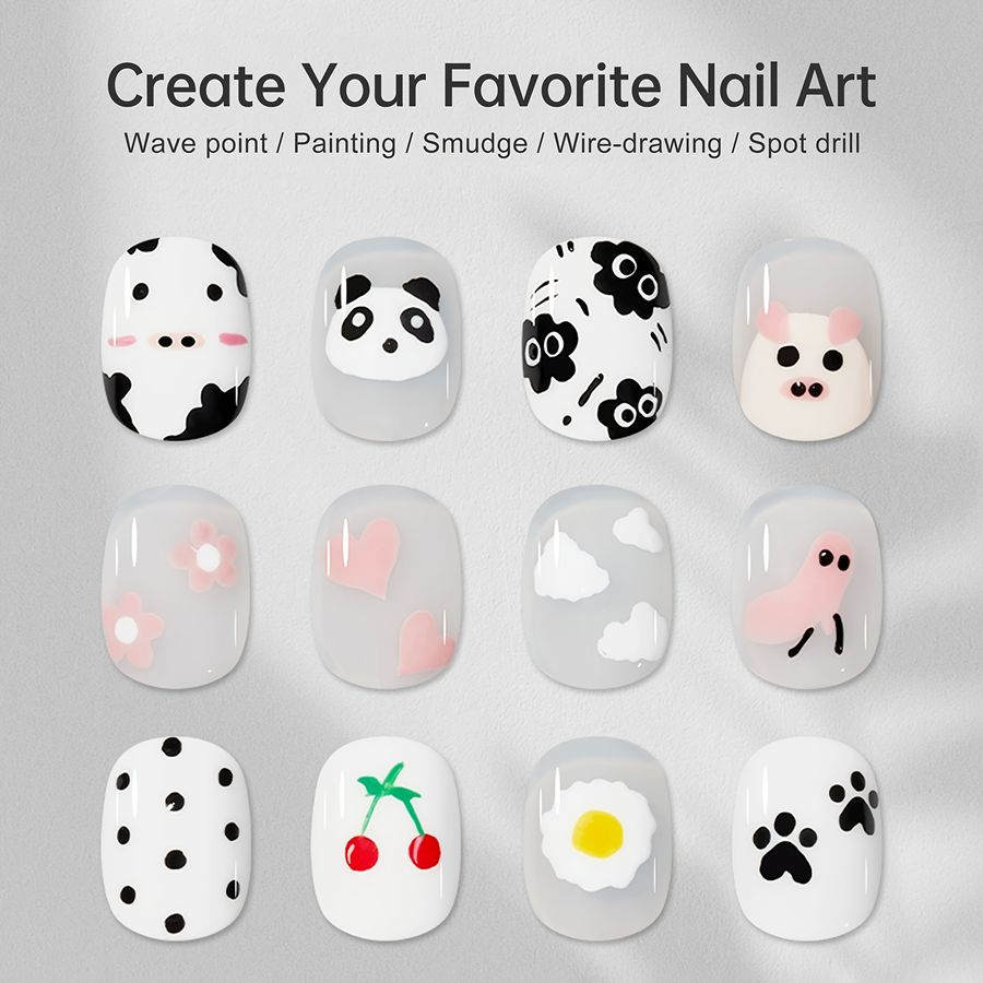 1 Piece 5-in-1 Nail Art Dot Paint Brush, Multi-Size Nail Painting Tool with Attachable Rhinestone Pickup Tool, Nail Decoration Pen