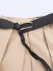 Autumn 2025 Women's Pleated Cloak Midi Skirt with Belt