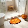 Durable Fade-resistant Rug Halloween Bathroom Rug, Spider Web Bath Mat, Gothic Pumpkin Lantern High-definition Printed Carpet Non-Slip Area for Front