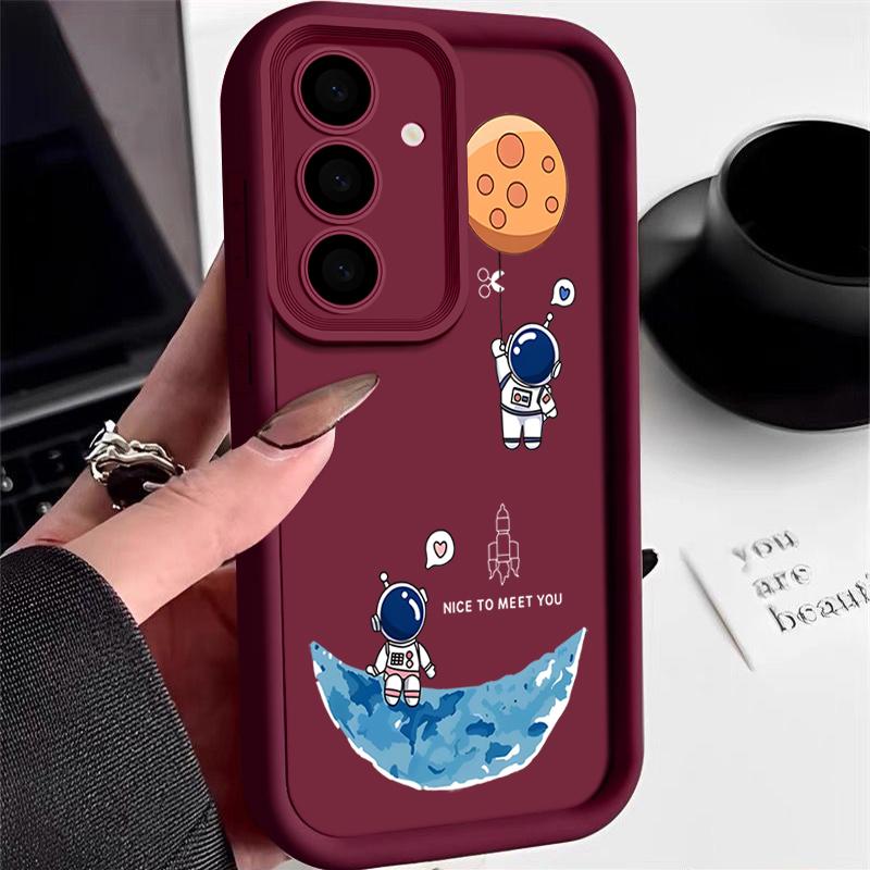 Spaceship Astronauts Soft Case For Samsung S25 Edge S24 S23 S22 Ultra Plus S24 FE A56 A26 A16 A14 A15 A35 A53 A54 5G Phone Cover