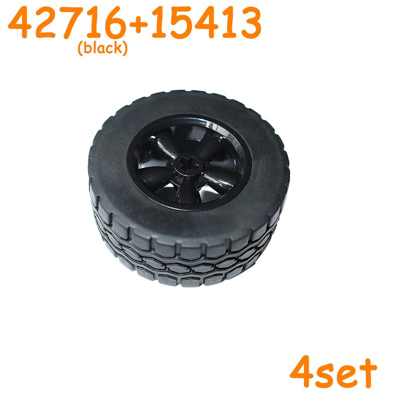 Non-Toxic 56145 42716 55978 15413 70695 Tire Wheel Cross Hole Set Car Truck Wheels Hub Technical Bricks Moc Motorcycle Building Blocks