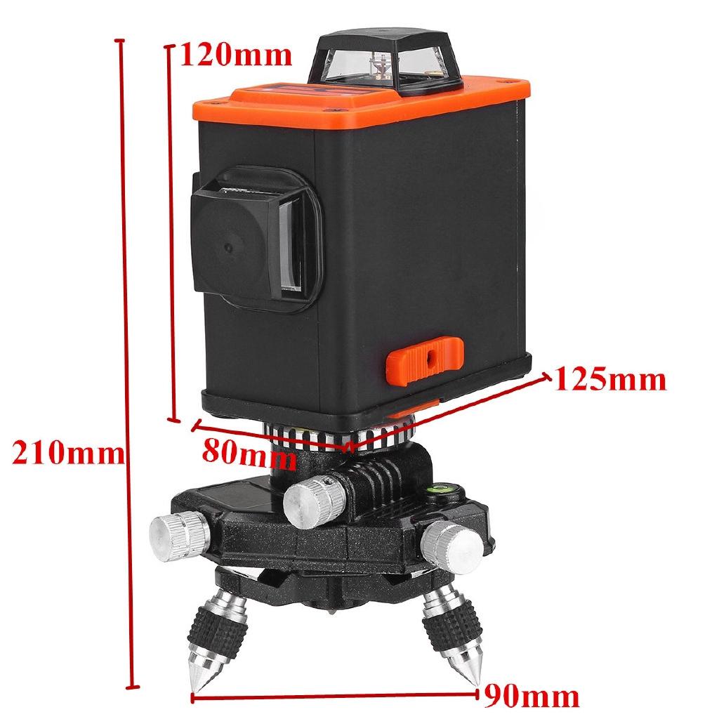 3D Self-Leveling 12 Lines Laser Level 360 Horizontal Vertical Cross Laser Level + Base Wall Bracket New
