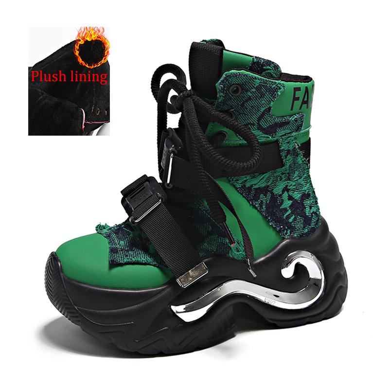 Mote Mote Chunky Platform Motorsykkelstøvletter Dame Denim Lappverk Snørestøvletter Dame Tykk Såle Sklisikre Punk Goth Sko