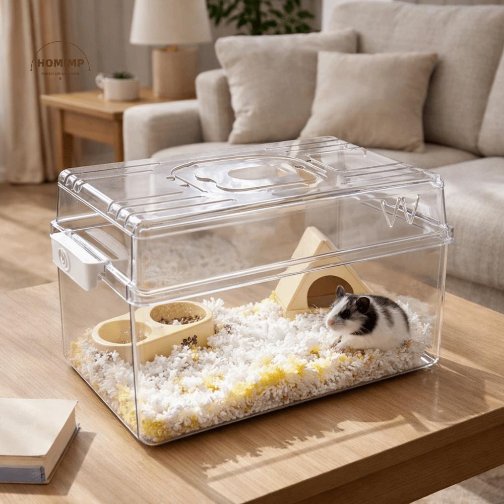 Transparent Hamster Cage Handheld Buckle Design Small Pet Feeding Box Ventilation Durable Hamster Outdoor Cage Playing