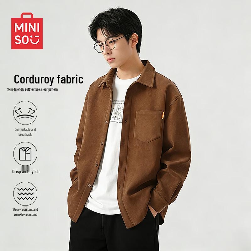 MINISO Men s Corduroy Casual Lapel Shirt M