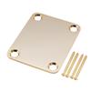 Musiclily Pro Guitar Neck Plate, Steel, 4-Point Fastening, for Electric Guitars and Basses, Gold
