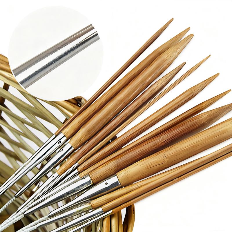 Bamboo & Steel Circular Knitting Needles Set for Sweaters, Scarves, and Sleeves
