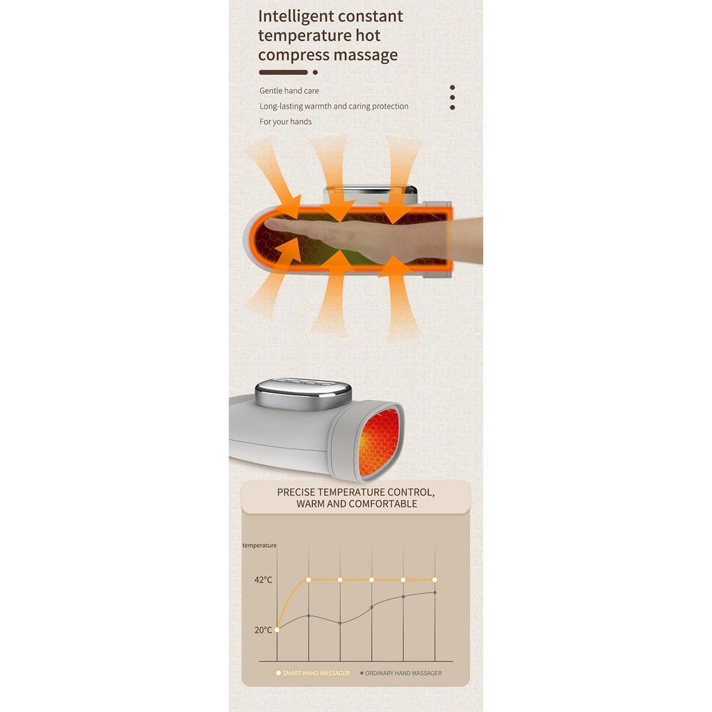 Cordless Electric Hand Massager with Airbag Compression, Heat & Vibration
