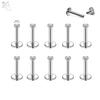 AOEDEJ 10Pcs/Lot Gold Color 16/18G Stainless Steel Labret Lip Stud Set 2/3/4/5/6MM CZ Crystal Helix Cartilage Tragus Piercings