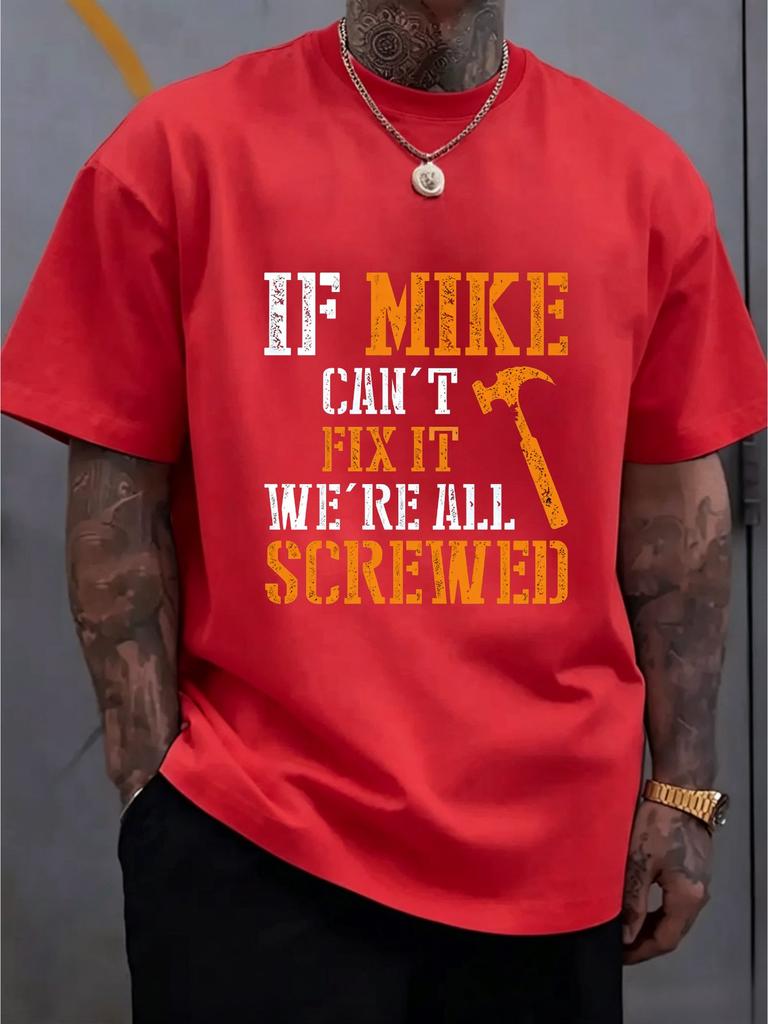 Vintage Mike Quote Hammer Text Print Unisexs Short Sleeve Tee Crew Neck Humor RepairUnisex Slogan Casual Outdoor Daily Comfort Top