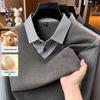 Pierre Cardin Men's Faux Two-Piece Long Sleeve Polo Shirt