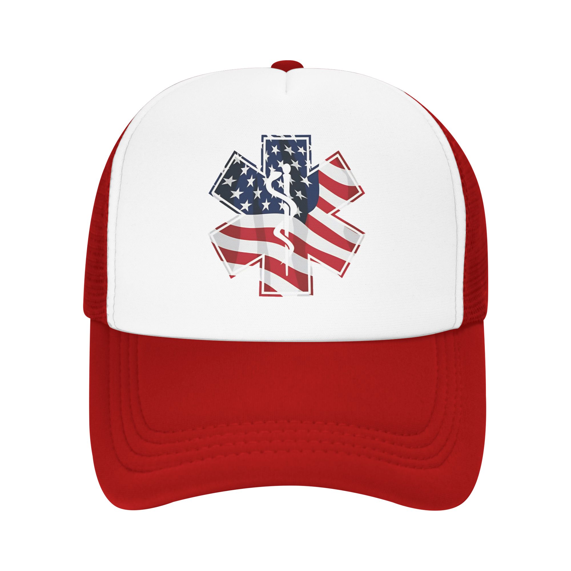 Summer Sun Hats Patriotic Paramedic EMT Star Of Life Caduceus With USA Flag Overlay Summer Baseball Cap Healthcar Snapback Cap One Size