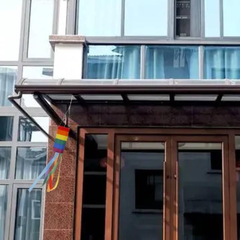 Vibrant Rainbow Wind Direction Flag Durable Polyester Yard Decor Banner