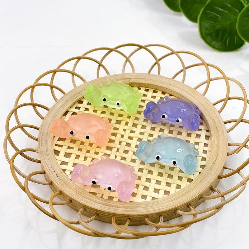 Pcs 10 Glow-In-The-Dark Cute Crabs Resin Desktop Decorations Ornaments Diy Handmade Hairpin Keychain Accessories Toys