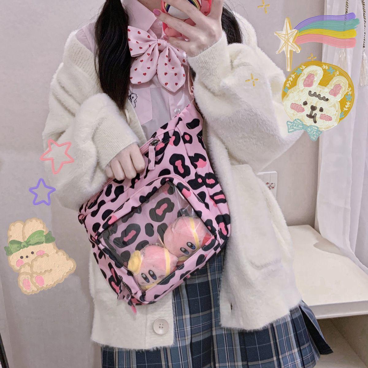 

JIAERDI Japanese Style Pink Ita Bag Women Nylon Harajuku JK Uniform Casual Crossbody Bags Girls Transparent Messenger Bag Itabag розовый