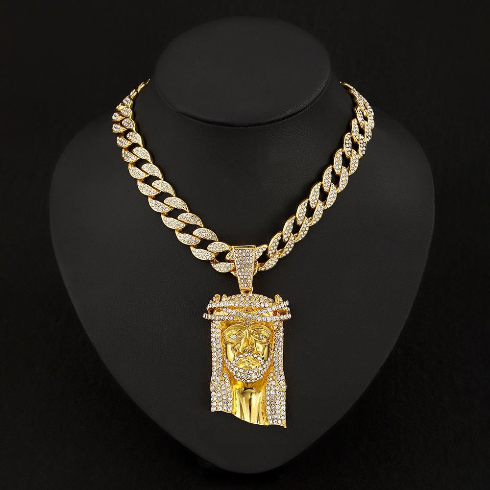Men'S Jewelry Accessories Personality Exaggerated Human Avatar Pendant Alloy Rhinestone Hip Hop Personality Men'S Necklace Pendant Necklace