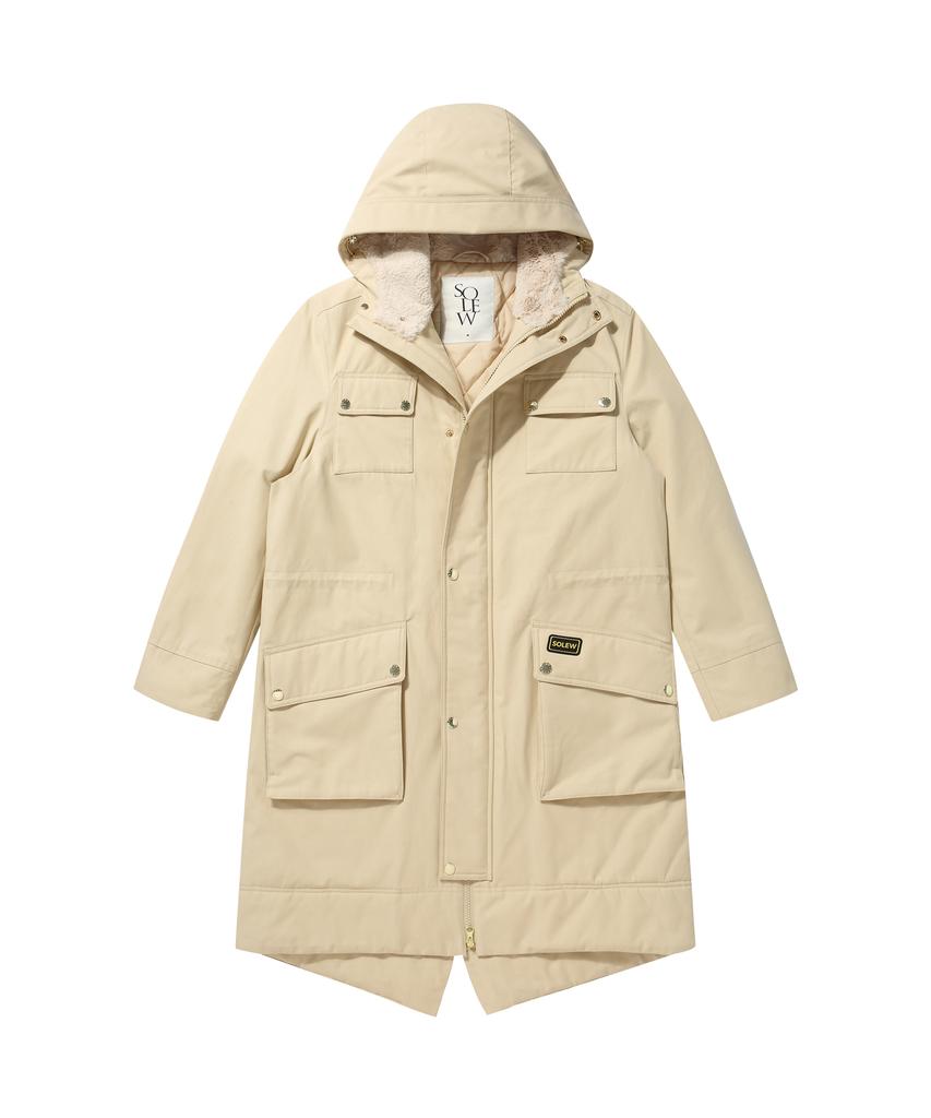 Solew Boa Fleece Hooded Field Parka_Ivory