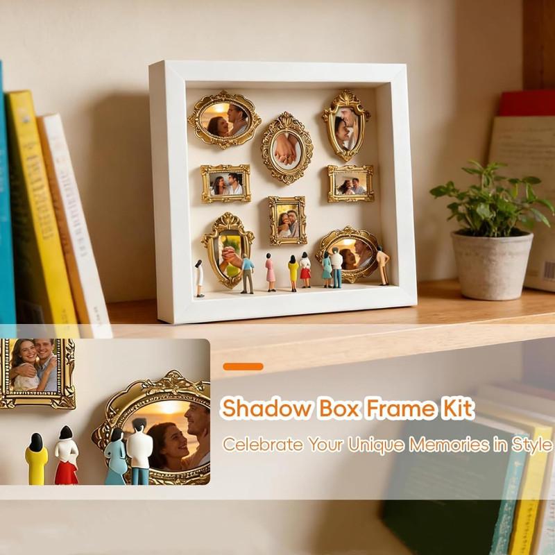 DIY Mini Museum Photo Album Mini Museum Silhouette Box Stylish Creative Memory Display Kit With Miniature Statue And Gold Frame