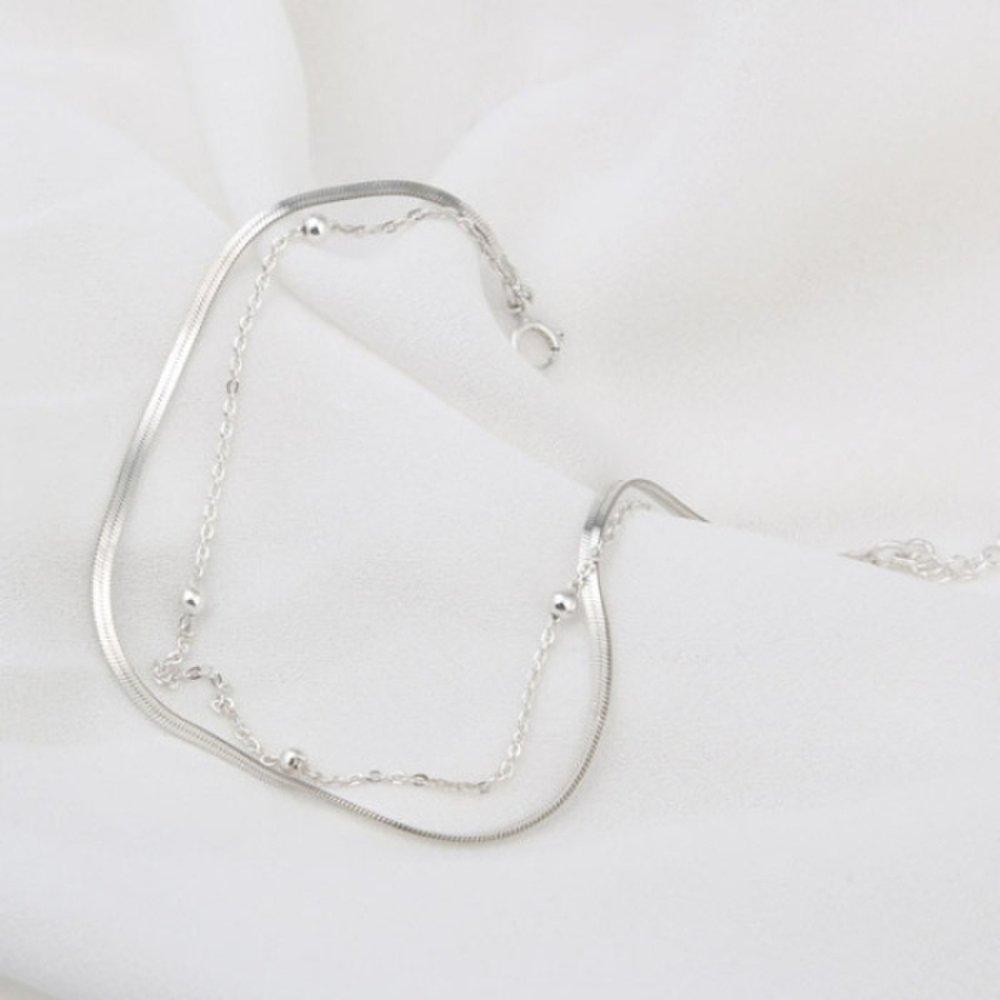 92.5 Silver Snake Chain Double Chain Silver Bracelet