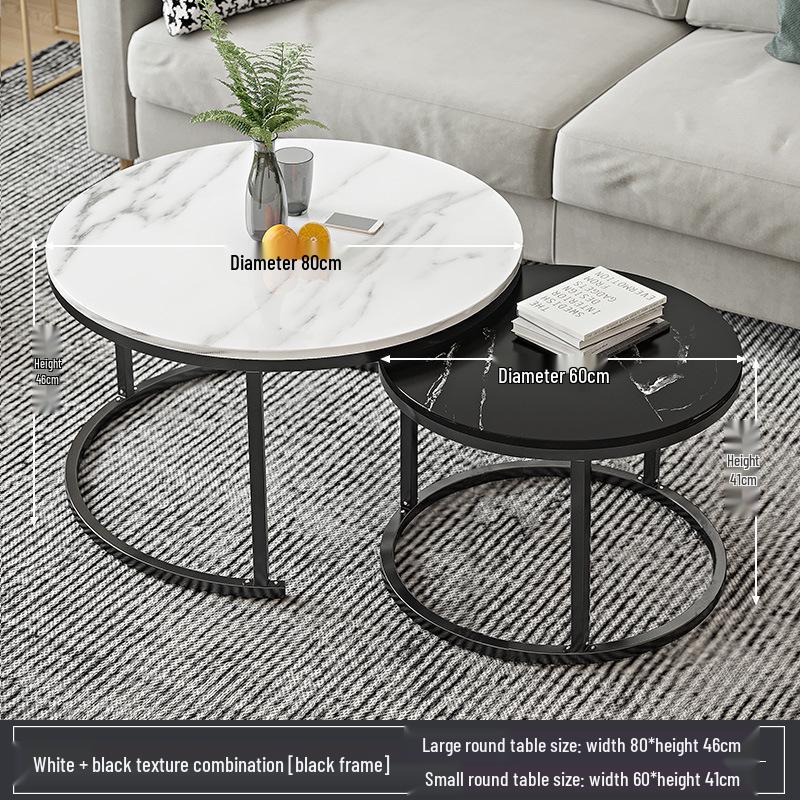 Round Coffee Table for Living Room, Sofa Side Table, Small Apartment or Balcony, Modern Light Luxury Tea Table.