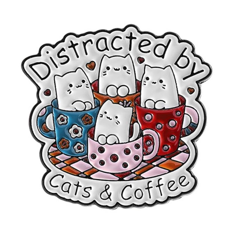 Quirky Letter Kitty Pins Colorfast Coating Lightweight Wear Resistant Badge Pin Jewelry For Casual Party Wear