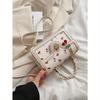 Fashionable High-Class Lady Square PU Handbag, Cute Cherry Printed Shoulder Bag for Shopping, Dating, and Crossbody, Kawaii Cherry Elements Valentines