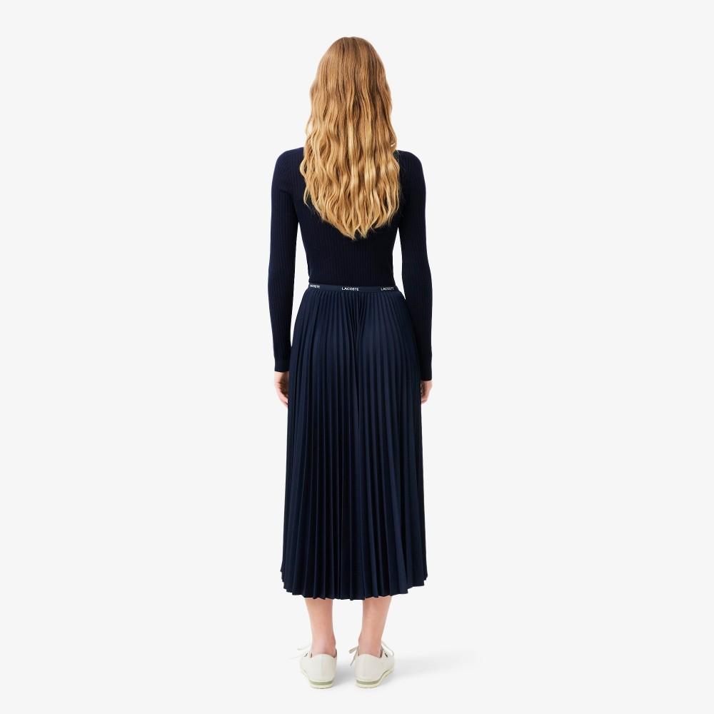 Lacoste Women's Long Pleated Poly Long Skirt JF1402-55N166