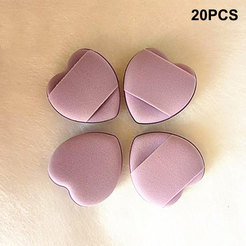 20 Pcs Mini Heart Shape Cushions Air Cushion Powder Puff Latex Free Mixed Sponge And Cosmetic Puff Is Used For Liquid Foundation