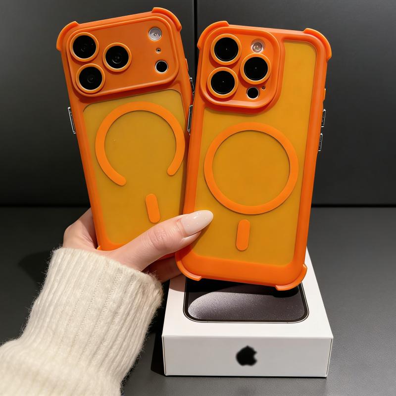 Luxury Shockproof Armor For Magsafe Case For iPhone 17 Air 16 15 14 Pro Max Wireless Charge Magnetic Matte Clear Hard Cover