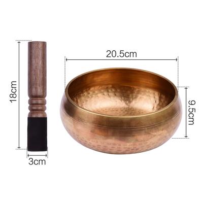 Set boluri tibetane cântătoare cu bol de sunet mare, realizat manual, din metal, de 20,5 cm/8 inchi și pernă moale