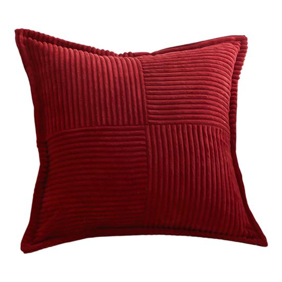 Fodera per cuscino natalizia, morbida federa decorativa quadrata in velluto a coste a righe con bordi larghi, decorazione per la casa