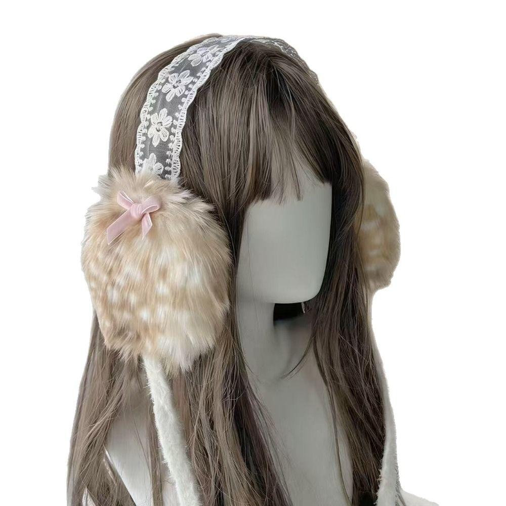 Soft Ear Cap Cold Proof Earmuffs Lace Design Plush Earmuffs Soft Lace Earmuffs Winter Season